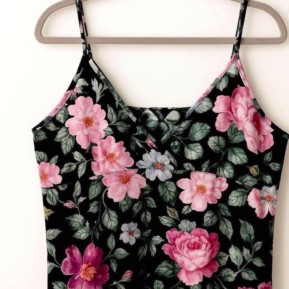 Vintage “Good To Go” Floral Satin Cami – Size M